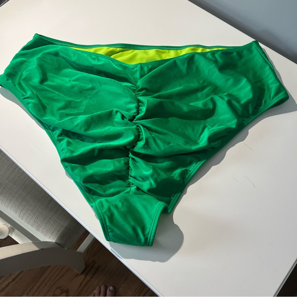 Curvy Beach Emerald Green High Waist Bikini Bottom - Picture 2 of 4